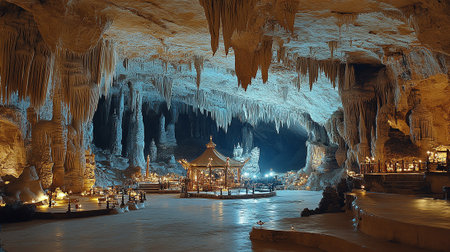 Stalactites and stalagmites in the cave.の素材