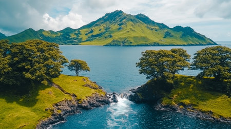 Aerial view of Loch Leven, Isle of Skye, Scotlandの素材