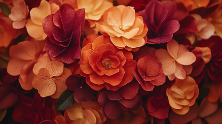 Colorful artificial flowers background. Close-up. Selective focus.の素材