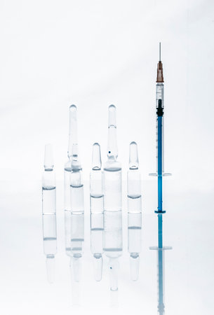 Medical virus vaccine and syringeの写真素材