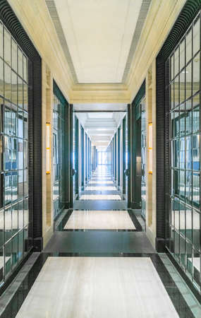 Corridor passage with a sense of perspective in the hotelのeditorial素材