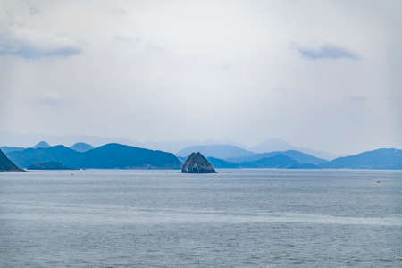 Fukuoka Prefecture, Japan photographed on a cruise shipの写真素材