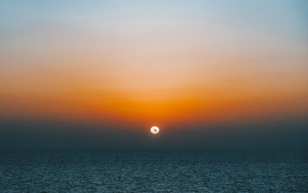 Sunset over the seaの写真素材