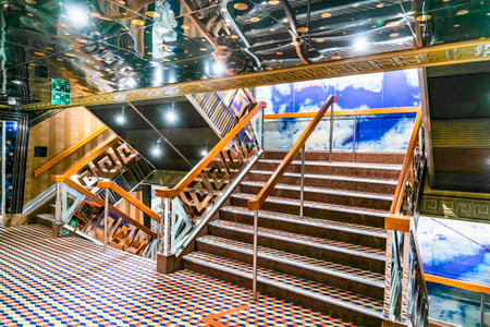 Stairs in a luxury cruise shipのeditorial素材