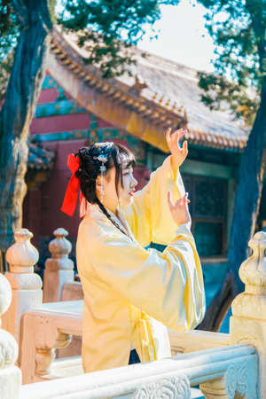 Portraits of women in ancient Hanfu in the Forbidden Cityのeditorial素材