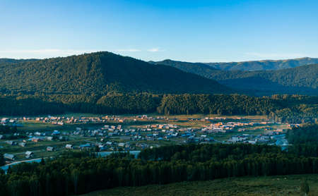 Morning sunrise scenery in Hemu, Xinjiangの写真素材