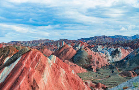 Colorful Danxia landform scenery in Zhangye, Gansuの写真素材