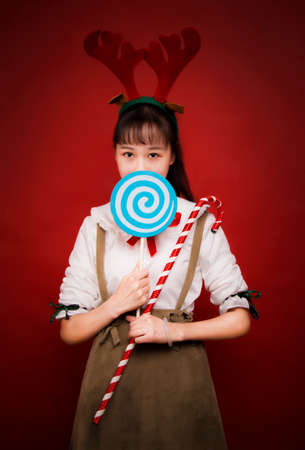 Christmas beauty portrait photographyの写真素材