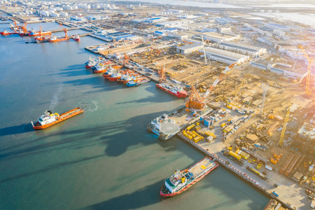 Aerial scenery of Haihe Bridge in Tianjin Binhai New Areaのeditorial素材
