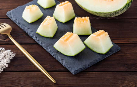 fresh fruit cantaloupeの写真素材