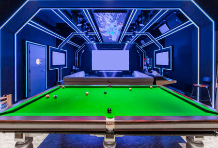 Empty indoor entertainment video room