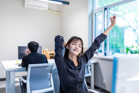 Business woman tired from office workの写真素材