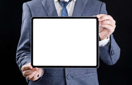 Business people holding blank tabletの写真素材