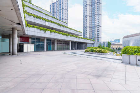 Empty bright outdoor urban vacant lotの写真素材