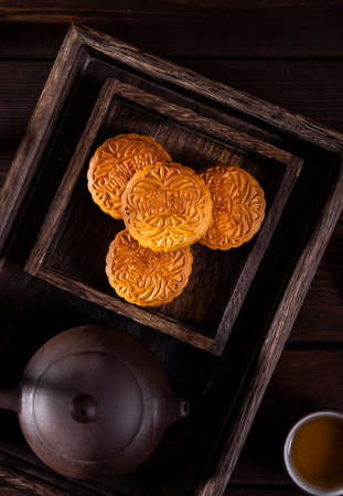 Chinese traditional festival Mid-Autumn Festival gourmet moon cakesの写真素材