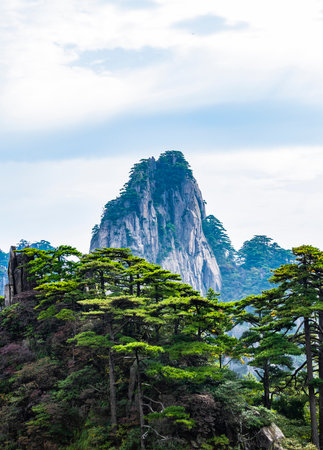 Mount Huangshan in Anhui Province, China. Mount Huangshan is one of the most visited tourist sites in China.の写真素材