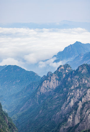 Mountain landscape in Huangshan City, Anhui Provinceの写真素材