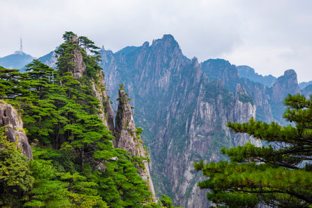 Mountain landscape in Huangshan National Park, Anhui Provinceの写真素材