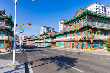 Korean traditional architecture in Haedong Yonggungsa Templeの写真素材