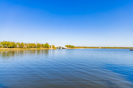 Landscape view of the lake, Luannan County, Hebei Province, China.の写真素材