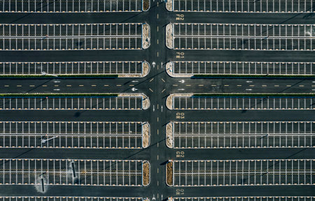 Aerial view of a parking lot in Dubai, United Arab Emirates