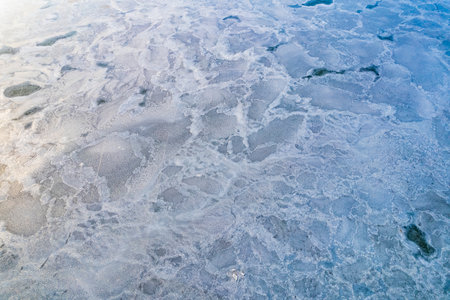 Ice on the Lake Baikal. The texture of the ice.の写真素材