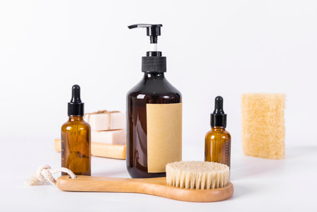Set of cosmetic products for body care on a white background. Skin care conceptの写真素材