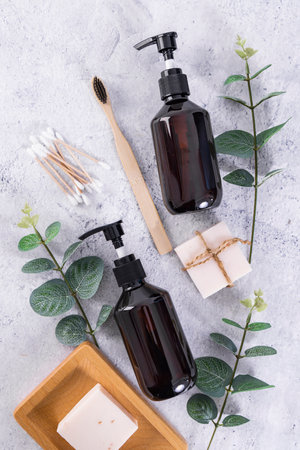 Set of zero waste products for personal hygiene. Zero waste concept.の写真素材