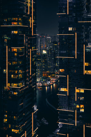 night landscape in city