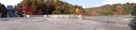 Panaromic shot of entrance to Miho Museum Japanの素材