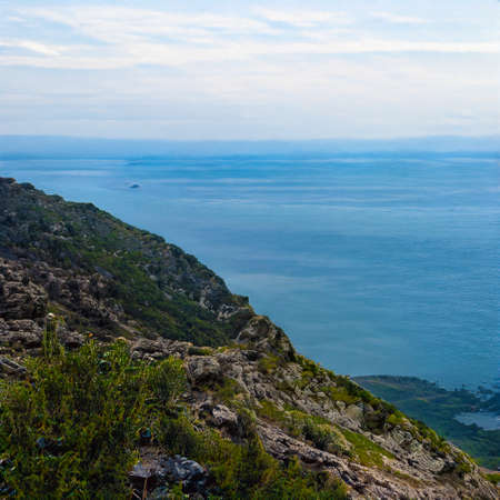 AI generated mountain landscape and sea