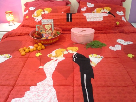 Red wedding blanket set の素材