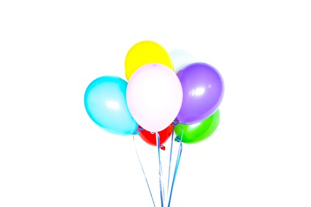 Multicolored colorful balloons isolated on white backgroundの写真素材