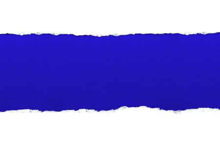 White paper with torn edges isolated with a dark blue color paper background inside. Good paper...