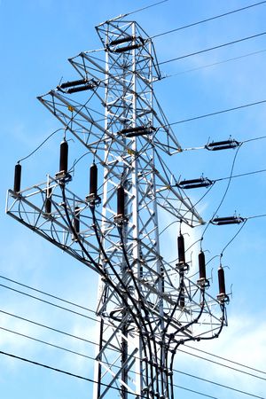 Pylon on the background of the blue sky