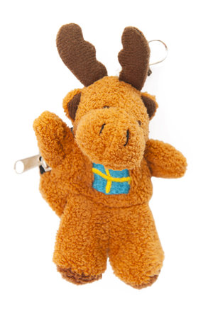 Swedish elk key ring souvenir, symbol of Sweden on the white backgroundのeditorial素材