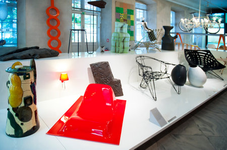 COPENHAGEN, DENMARK - JULY 2: A pernament exhibition of The Designmuseum Danmark on July 2, 2014 in Copenhagen. The museum is located in the old Frederiks Hospital.のeditorial素材