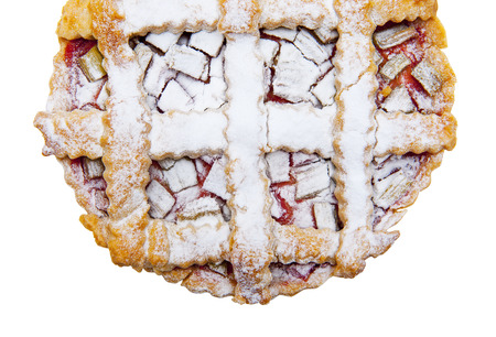 Tart with rhubarb isolated on the white backgroundの写真素材