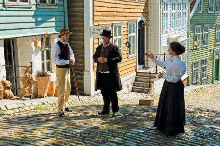 BERGEN, NORWAY - JULY 20, 2018: Gamle Old Bergen Museum - Open air museum during the 18th and 19th centuries.のeditorial素材