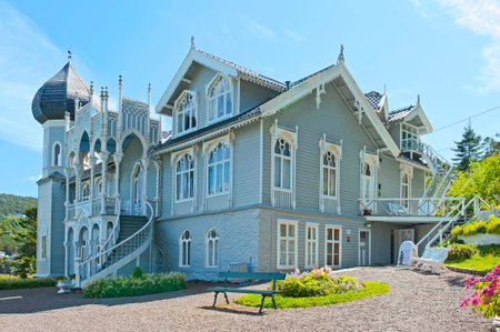 LYSOEN ISLAND, NORWAY - JULY 19, 2018: Villa of Norwegian violin virtuoso Ole Bull on Lysoen Island, 25 km south of Bergenのeditorial素材