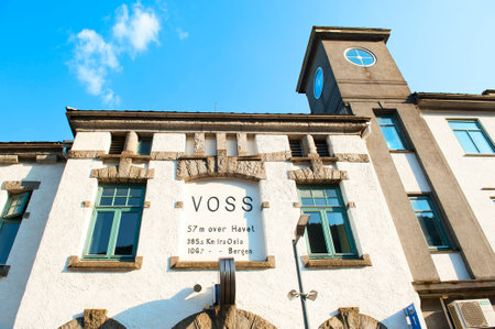 VOSS, NORWAY - JULY 16, 2018: Voss Railway Station - Norway in a Nutshell Tourのeditorial素材