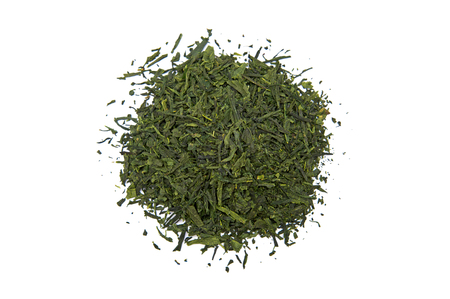 Japan Bancha Arashiyama green tea isolated on white backgroundの写真素材
