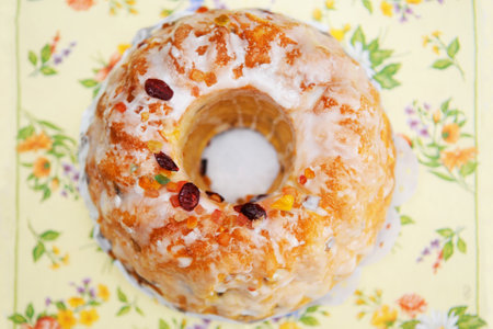 Top view of cake with colorful decoration