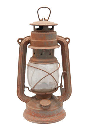 An old paraffin lamp on the white backgroundの写真素材