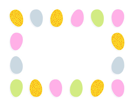 Happy Easter decorative frame made of easter eggs on white background vector illustrationのイラスト素材