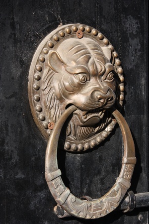 Lion-shaped door knockerの写真素材