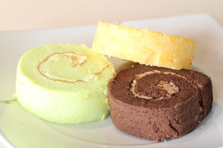 cake on white dishの写真素材