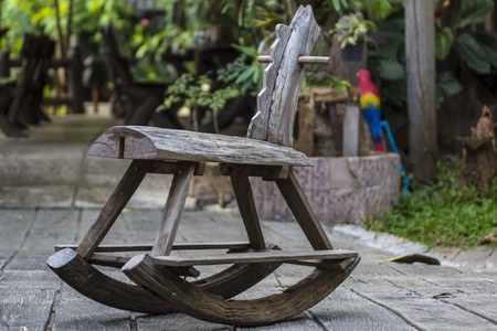 Vintage style image of of an old rocking horseの写真素材