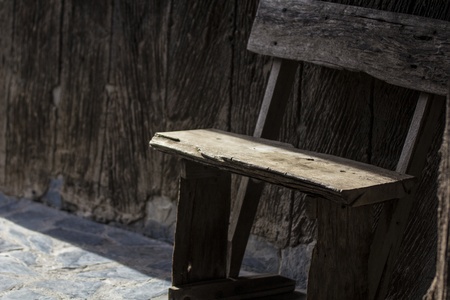 wooden chair and man made wooden texture background の写真素材