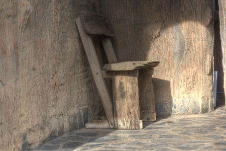 wooden chair and man made wooden texture background  HDR Image の写真素材